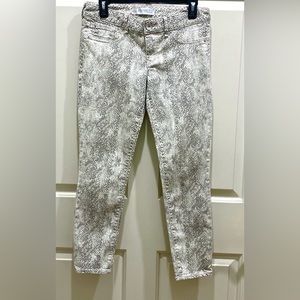 Express Jeans Stella Ankle Regular Fit Low Rise Grey Cream Snakeskin Jeans SZ 4